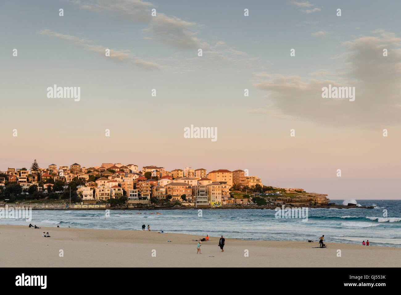 People on Bondi Beach in Sydney. Stock Photo