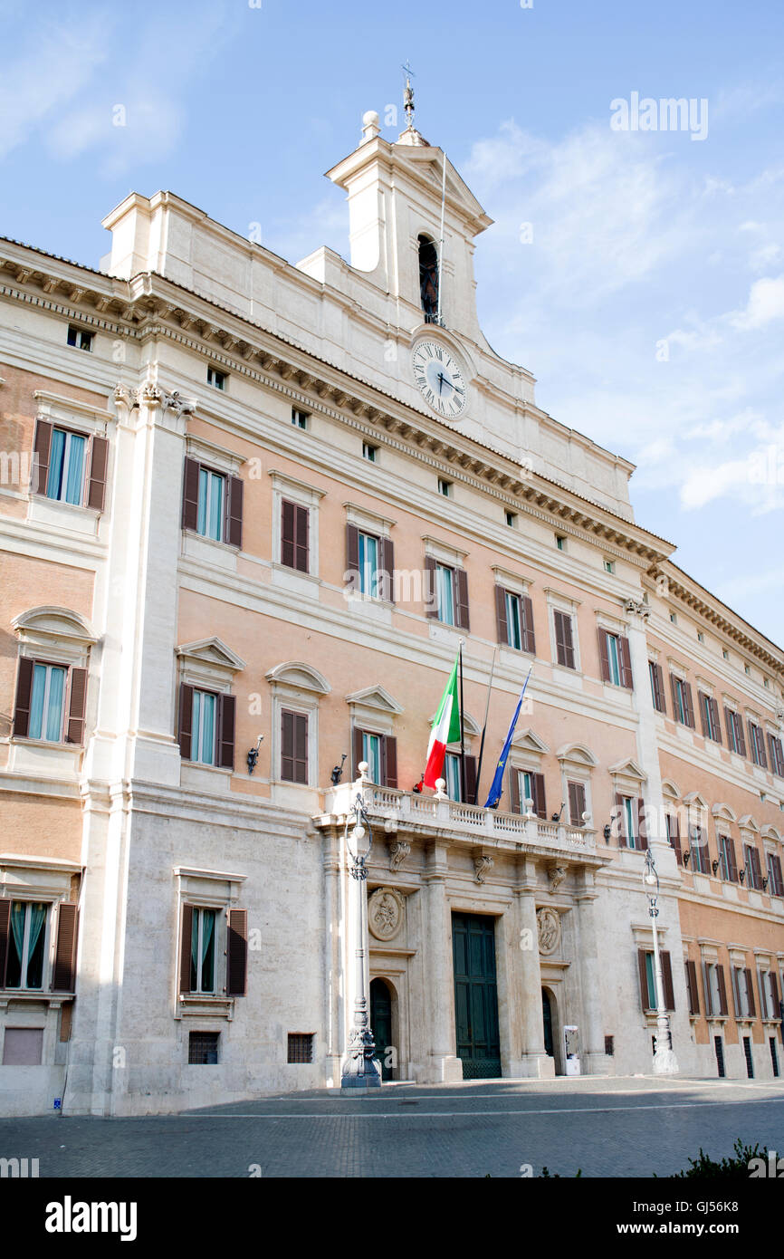 Montecitorio palace, home to the italian Parliament, in Rome Stock Photo