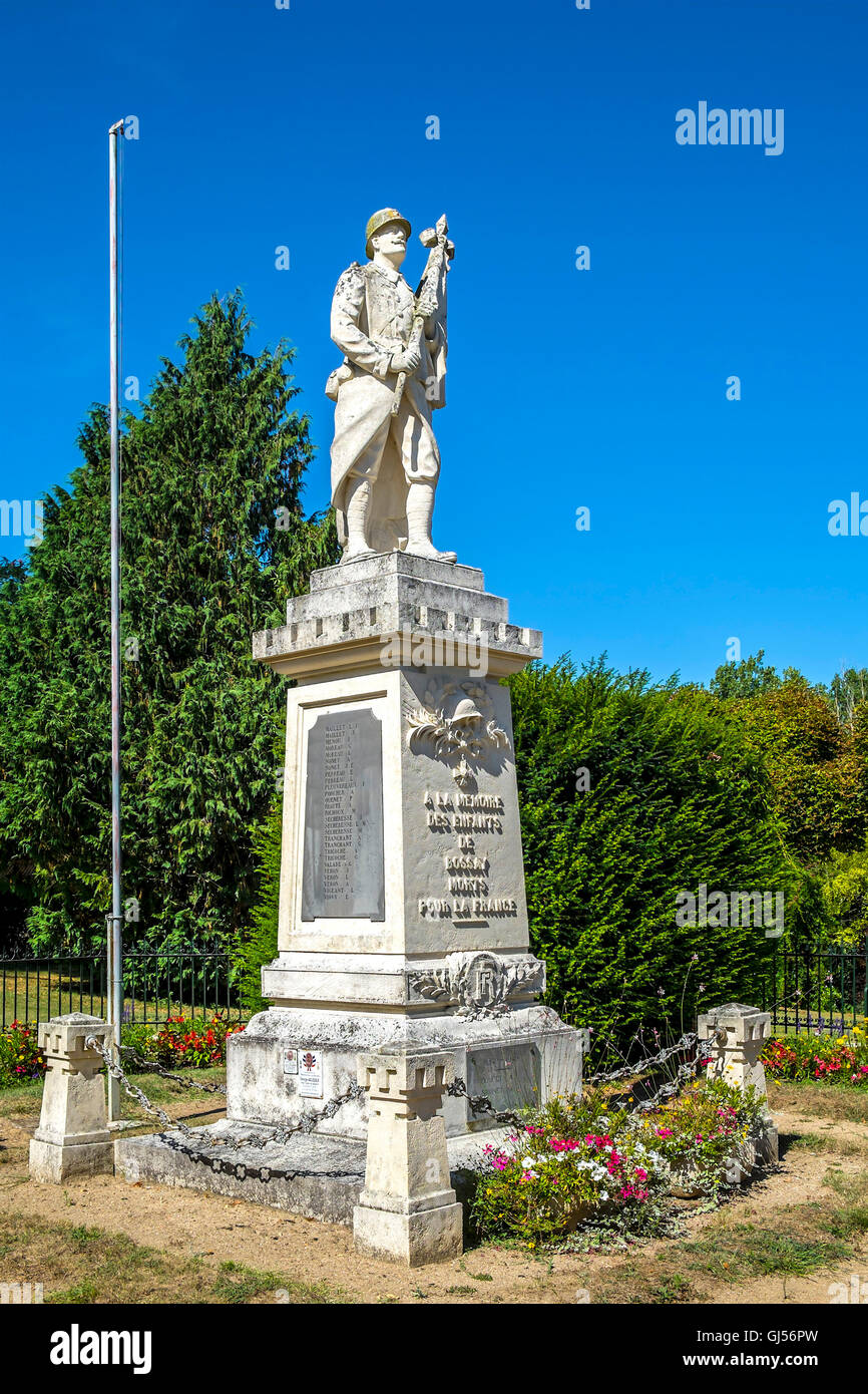 Village war memorial, Bossay-sur-Claise - France. Stock Photo