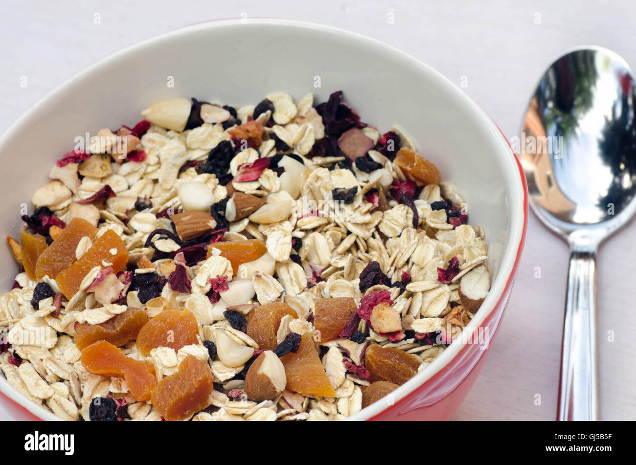 homemade muesli with dried fruits and seeds Stock Photo