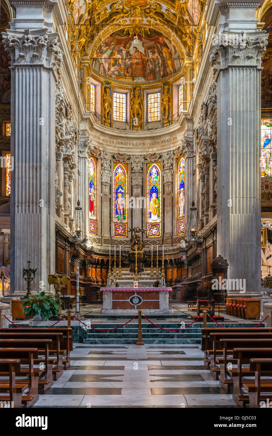 East End of he Cathedral of St. Lawrence, S. Lorenzo, in Genoa, Italy Stock Photo