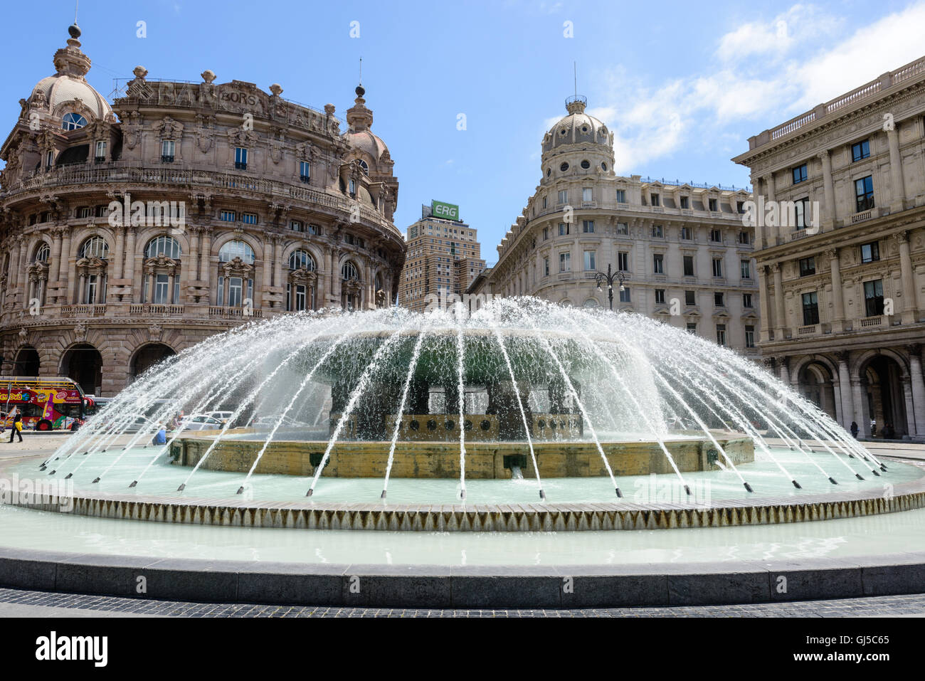 Fountain in Piazza del Ferrari, Genoa, Italy Stock Photo