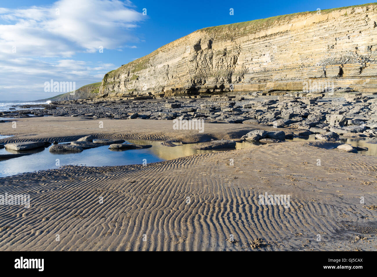 Carboniferous limestone cliffs of Southerndown Beach or Dunraven Bay