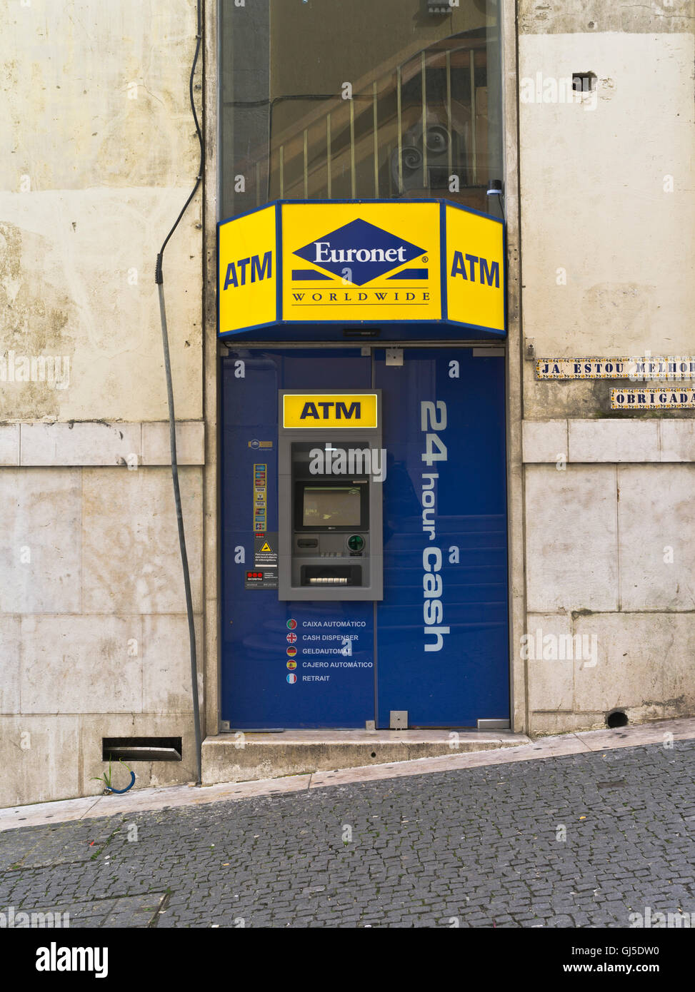 dh atm machine LISBON PORTUGAL Euronet bank ATM money machine 24 hour cash automated teller Stock Photo