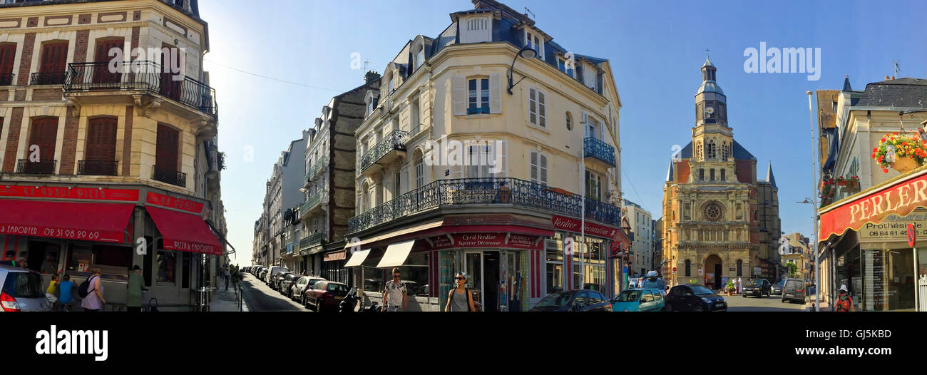 Trouville-sur-Mer and Bonsecours church, Basse-Normandie, France Stock Photo