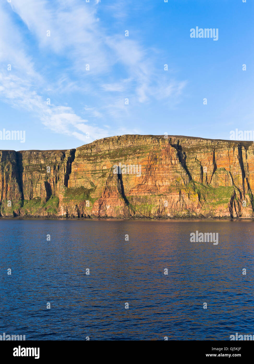 dh St Johns Head scotland HOY ISLAND ORKNEY ISLES Sandstone cliffs UK highest seacliffs cliff sea Stock Photo