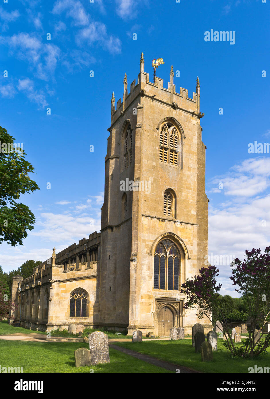 dh St Peters church WINCHCOMBE GLOUCESTERSHIRE Parish churches belfry tower churchyard gravestones Norman church cotswolds village england uk exterior Stock Photo