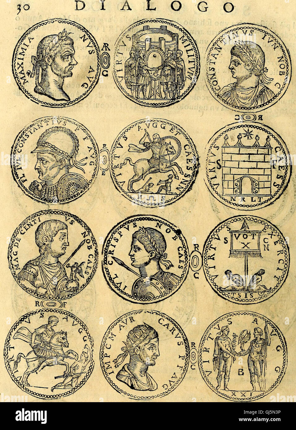 Dialoghi di d. Antonio Agostini arcivescovo de Tarracona; sopra le medaglie, iscrizioni, e altre antichita- (1698) Stock Photo