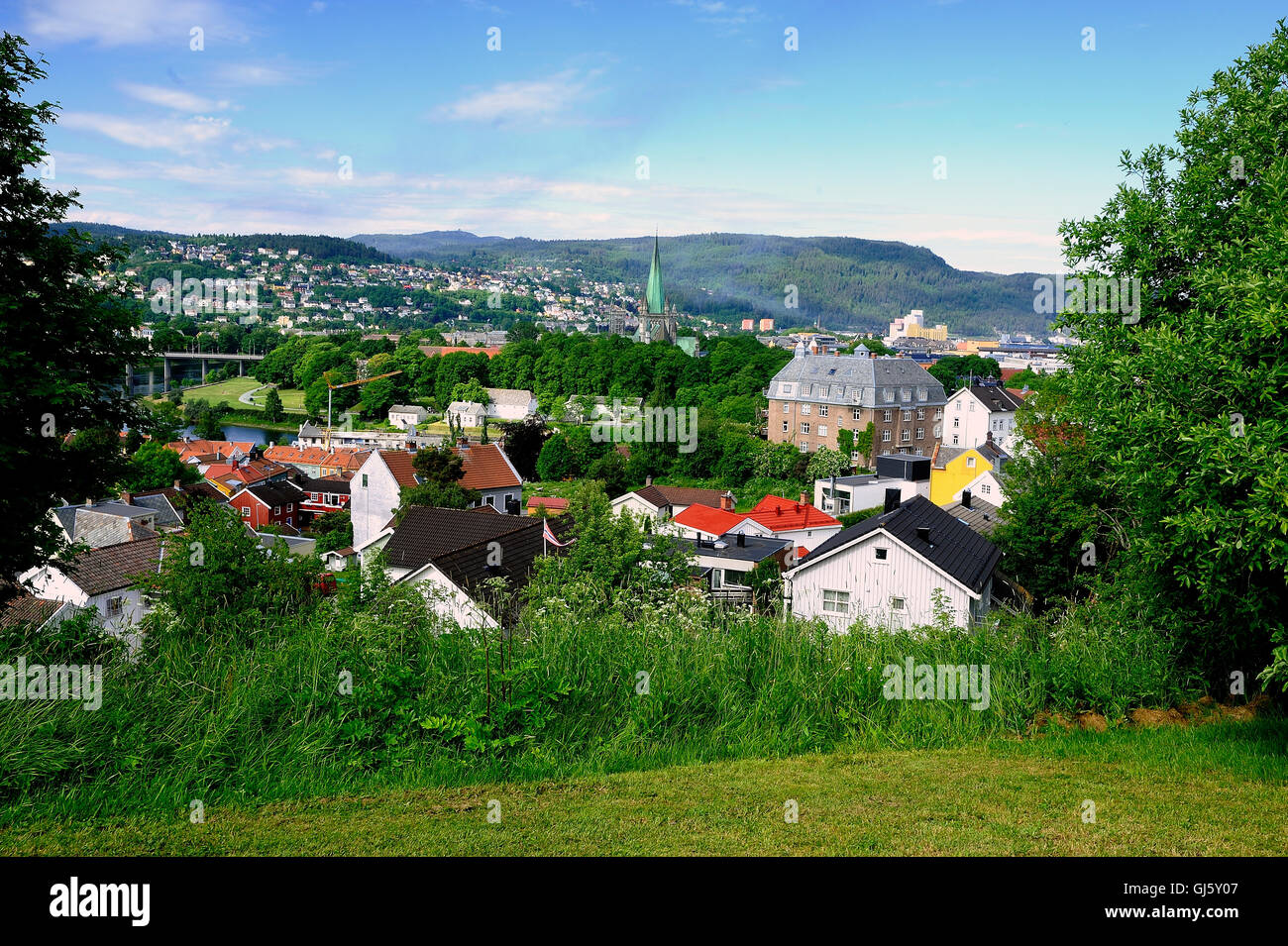 The cityscape of Trondheim, Norway Stock Photo