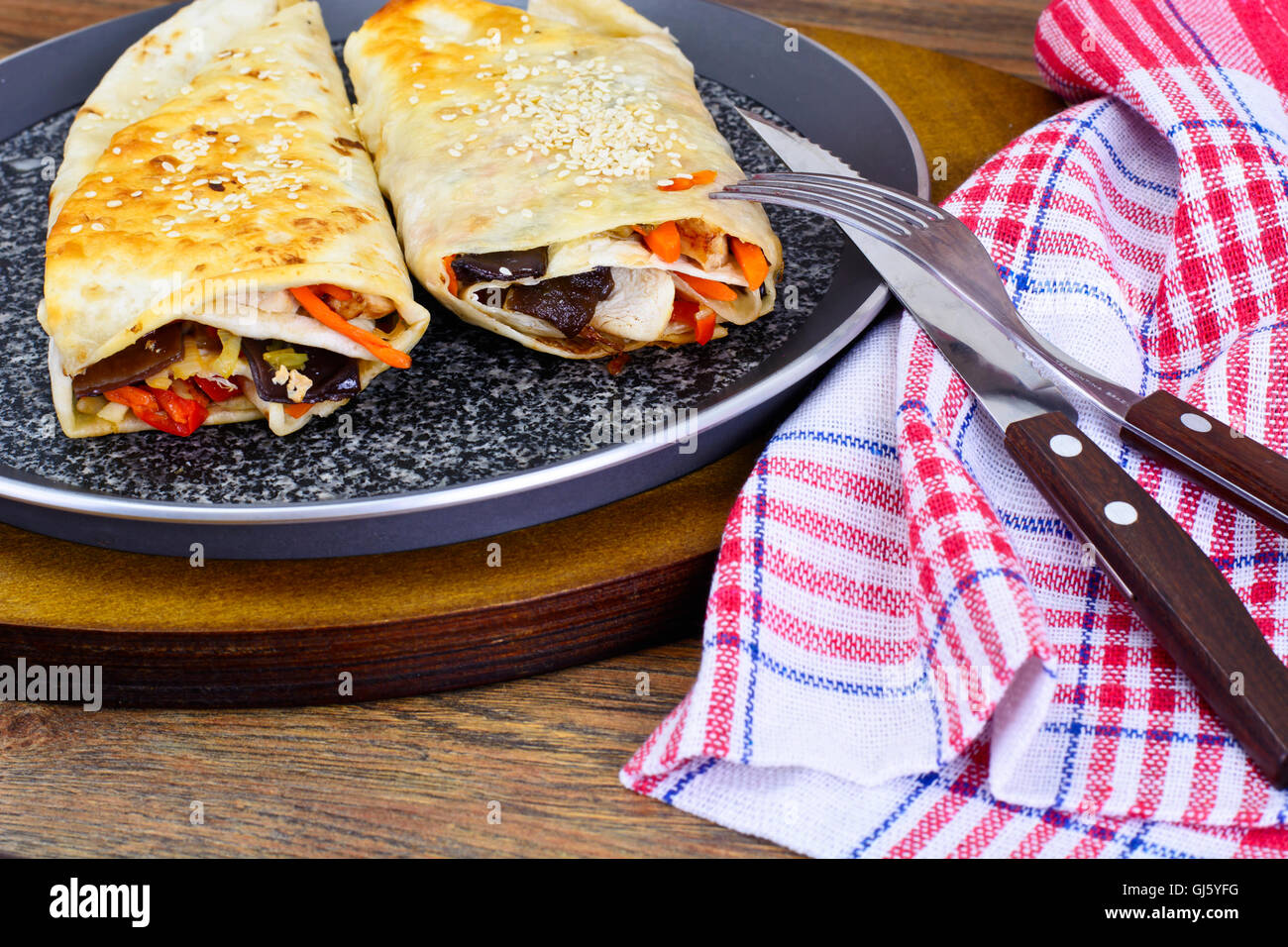 Shawarma Lavash with Chicken and Vegetables Stock Photo Alamy