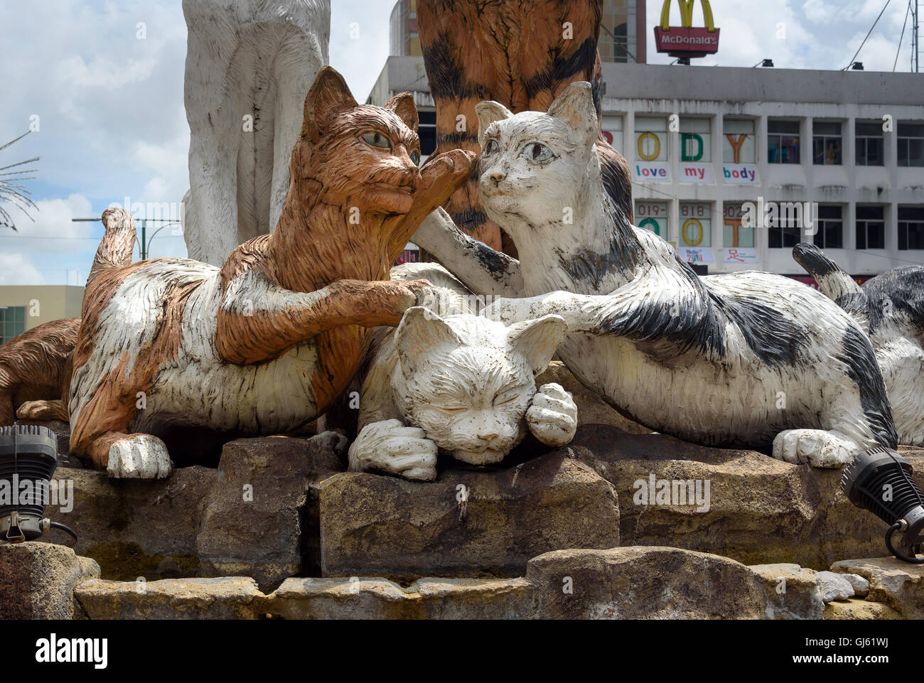 Kuching, Malaysia Cats monument at center of Kuching. Sarawak. Borneo