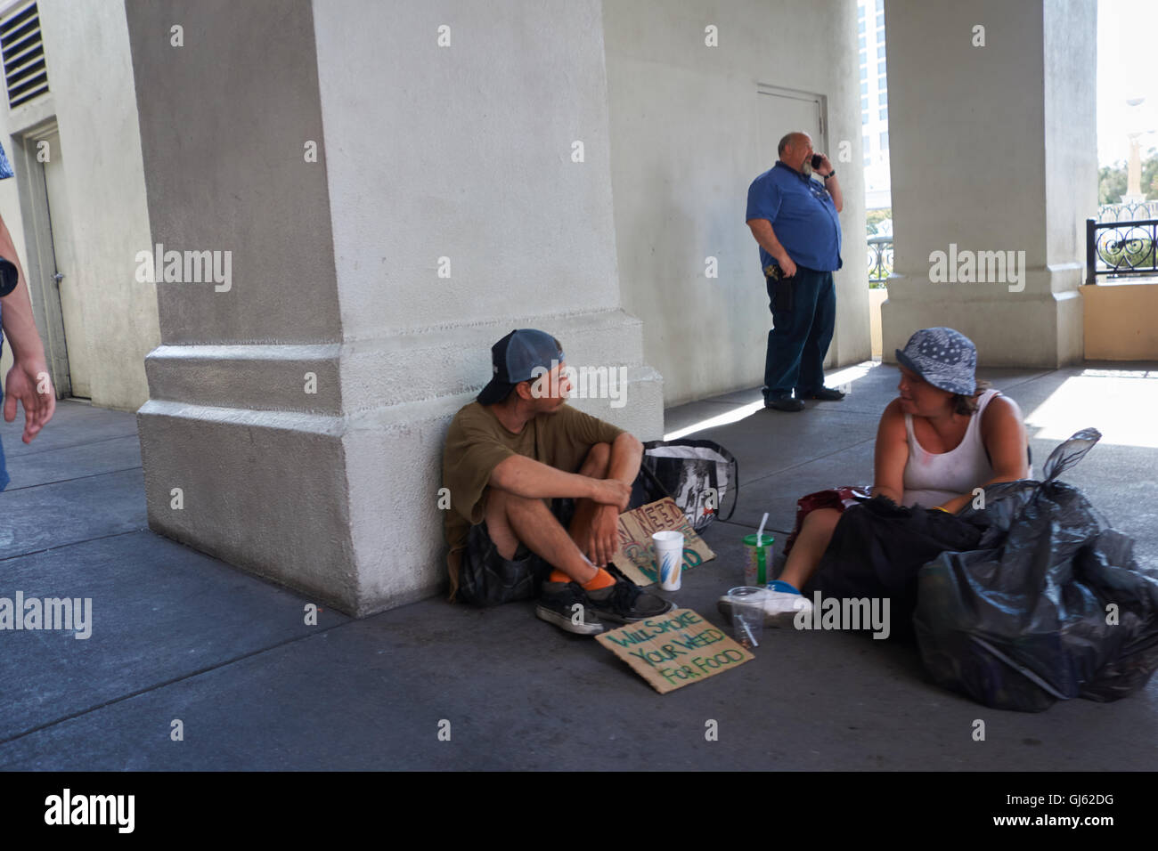 Two people begging. Las Vegas. Nevada USA Stock Photo