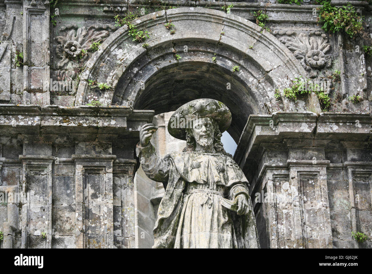 St James statue above Holy Door on the east facade of Santiago de