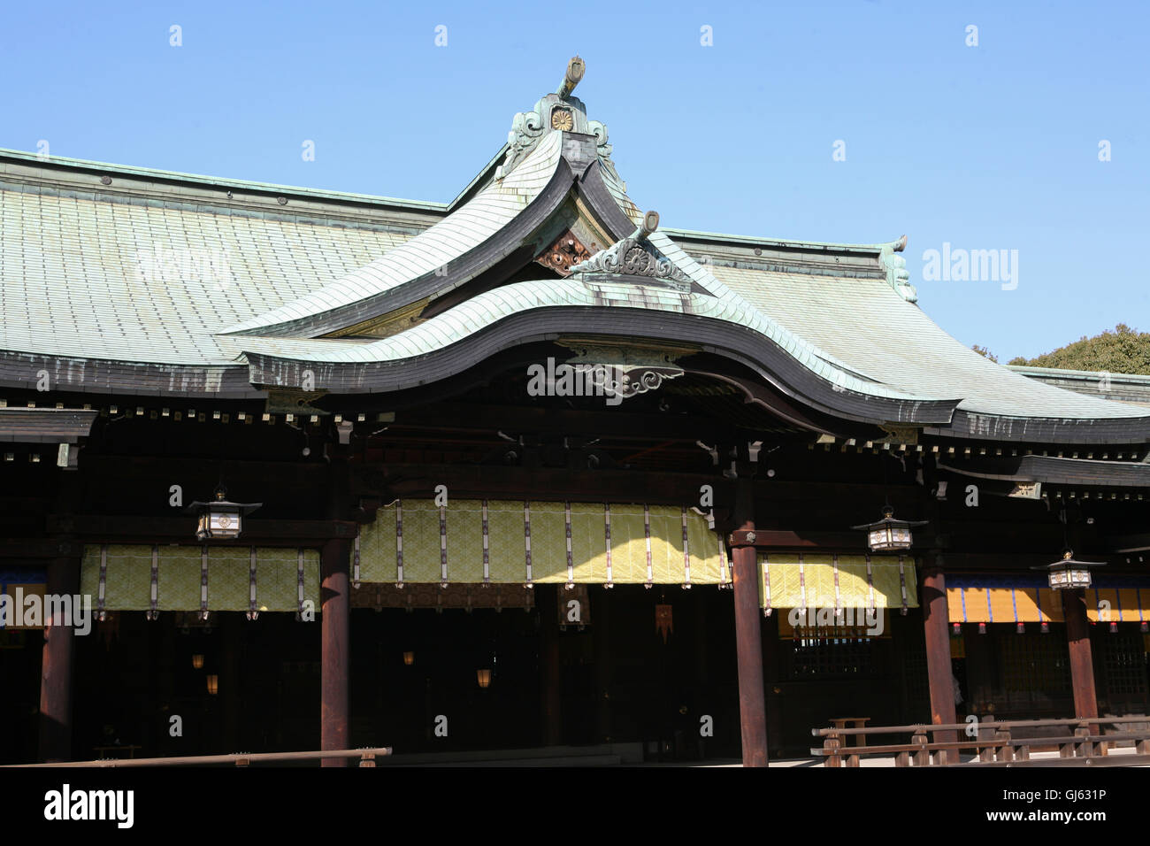 The Inner Shrine at Meiji-Jingu. Meiji Shrine. Shinto Shrine. Located near Harajuku Station, Tokyo. Japan. ©Paul Quayle Stock Photo