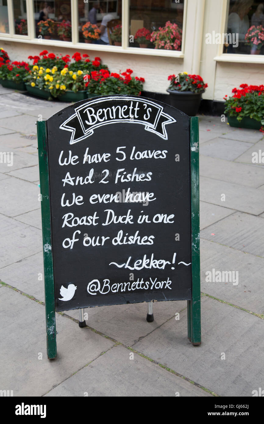 Bennett's Restaurant Sign, York, England; UK Stock Photo