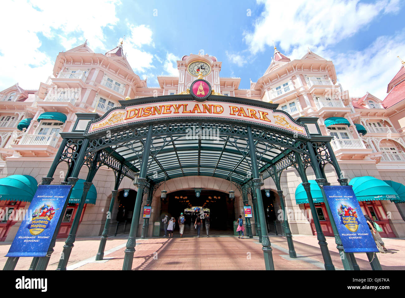 Marne La Vallee, France. June 26th, 2011. The Disneyland Hotel and Entrance to Disneyland Park at Disneyland Resort Paris. Stock Photo
