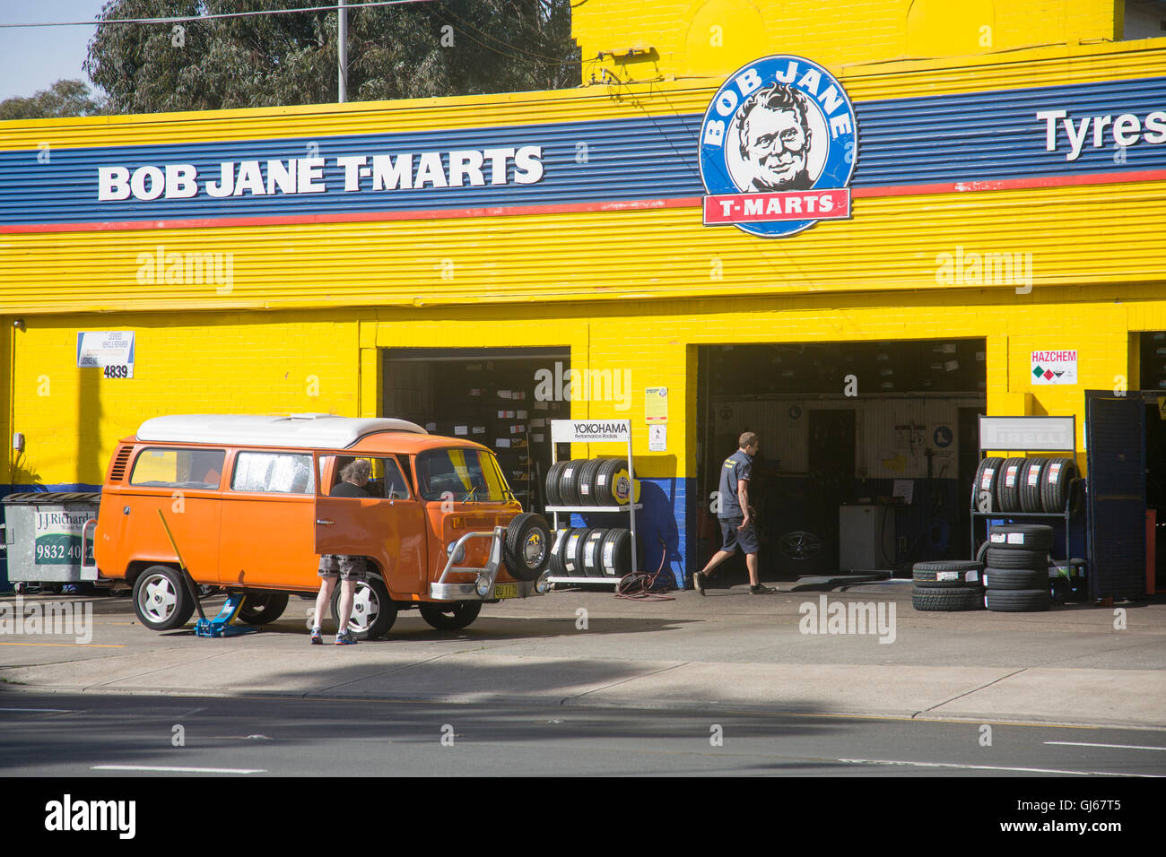 Bob Jane T-Mart car vehicle garage on the Pacific highway in North Sydney,Australia Stock Photo