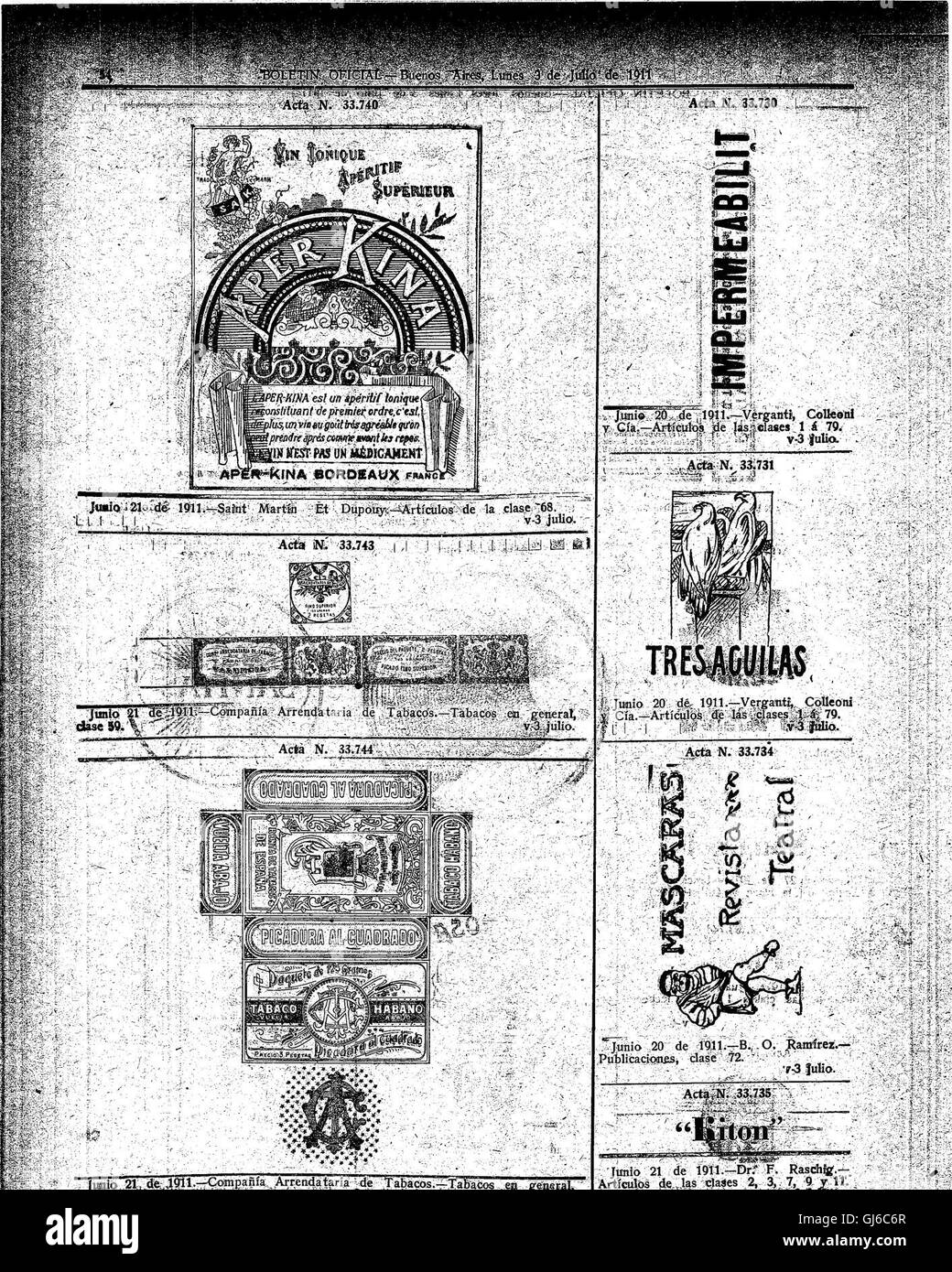 Boletín Oficial de la República Argentina. 1911 1ra sección (1911) Stock Photo