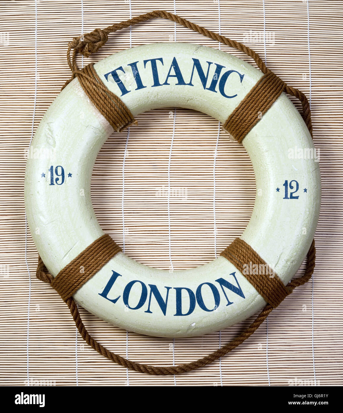 Titanic lifesaver with London on it and date of 1912. Stock Photo