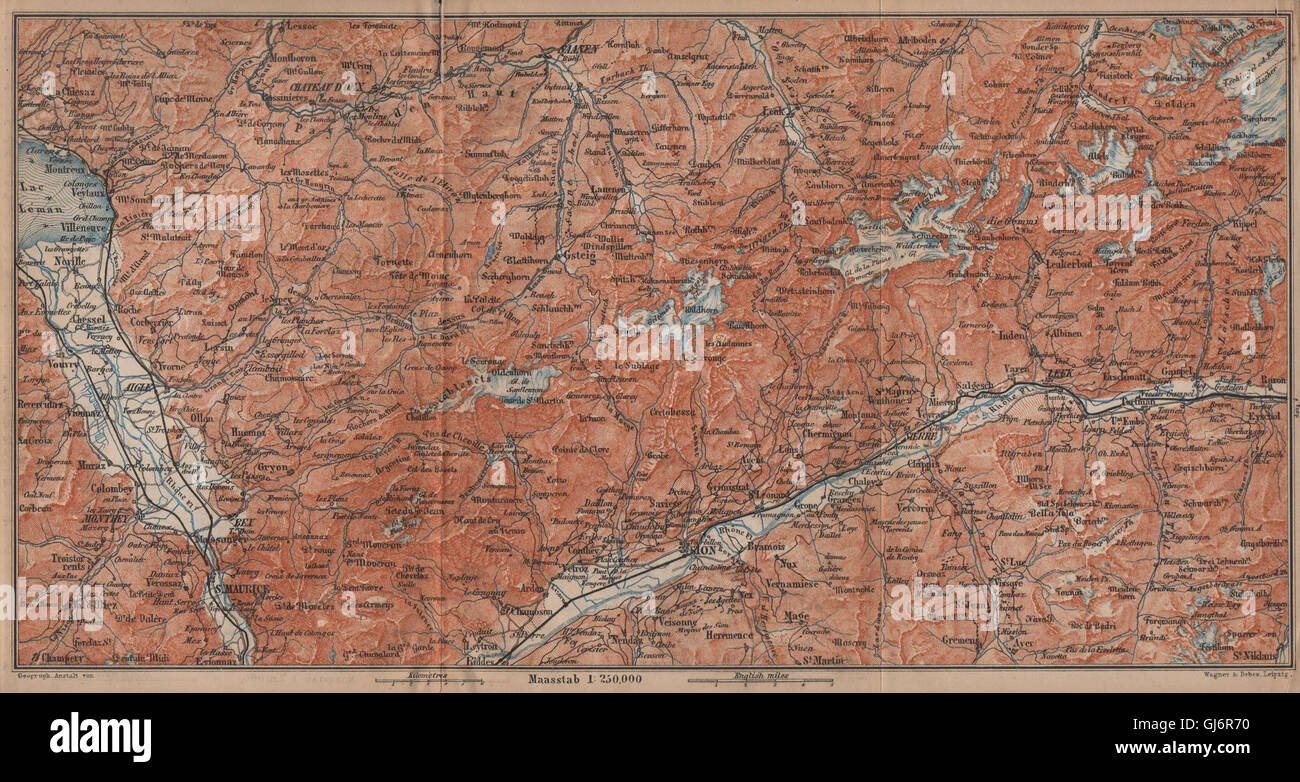 AIGLE DISTRICT.Les Diablerets Villars Gryon Leysin Les Mosses Ormont 1897 map 