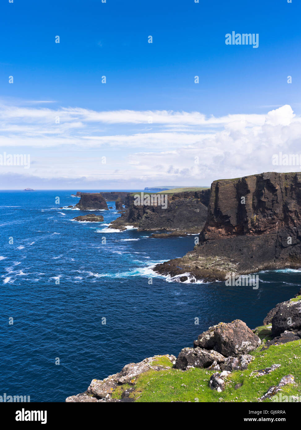 dh Coast ESHANESS SHETLAND Eshaness seacliffs Shetland coast uk cliff shetlands north mainland isles cliffs island landscape Stock Photo