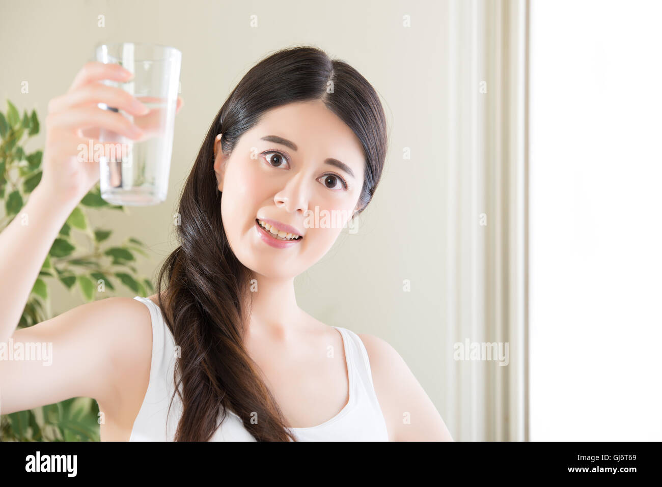 It's great, you purge out all the sweat and you're drinking water Stock Photo