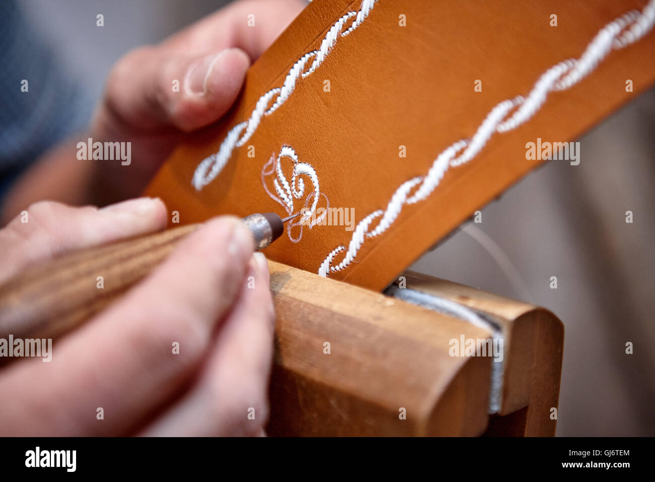 embroidery of quill, handwork Stock Photo Alamy