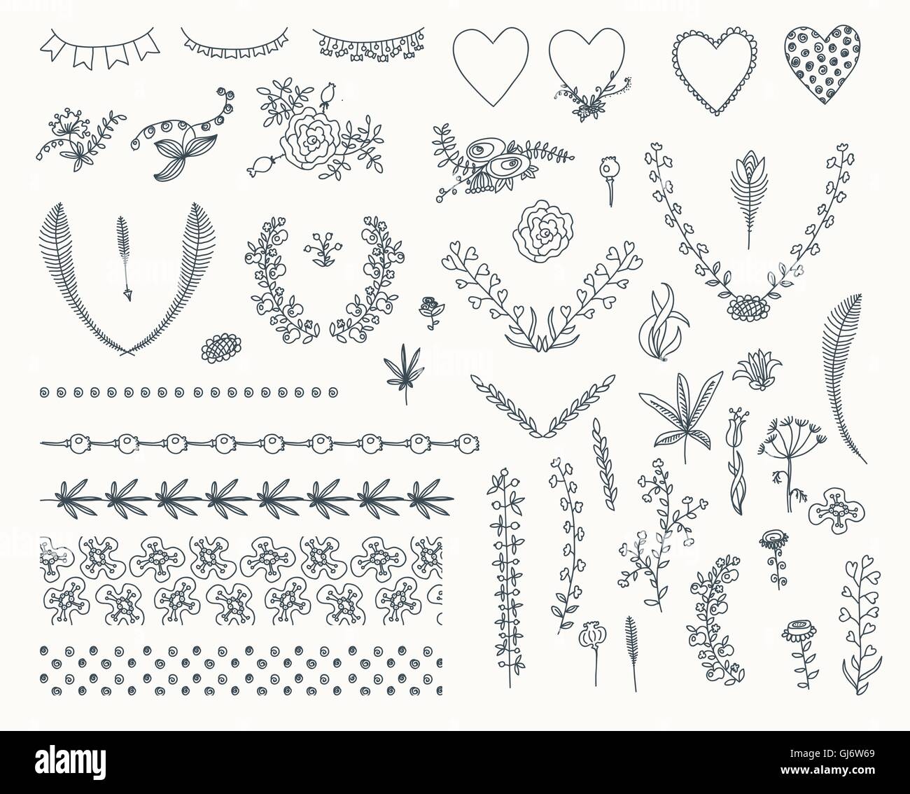Big set of floral graphic design elements Stock Vector Image & Art - Alamy