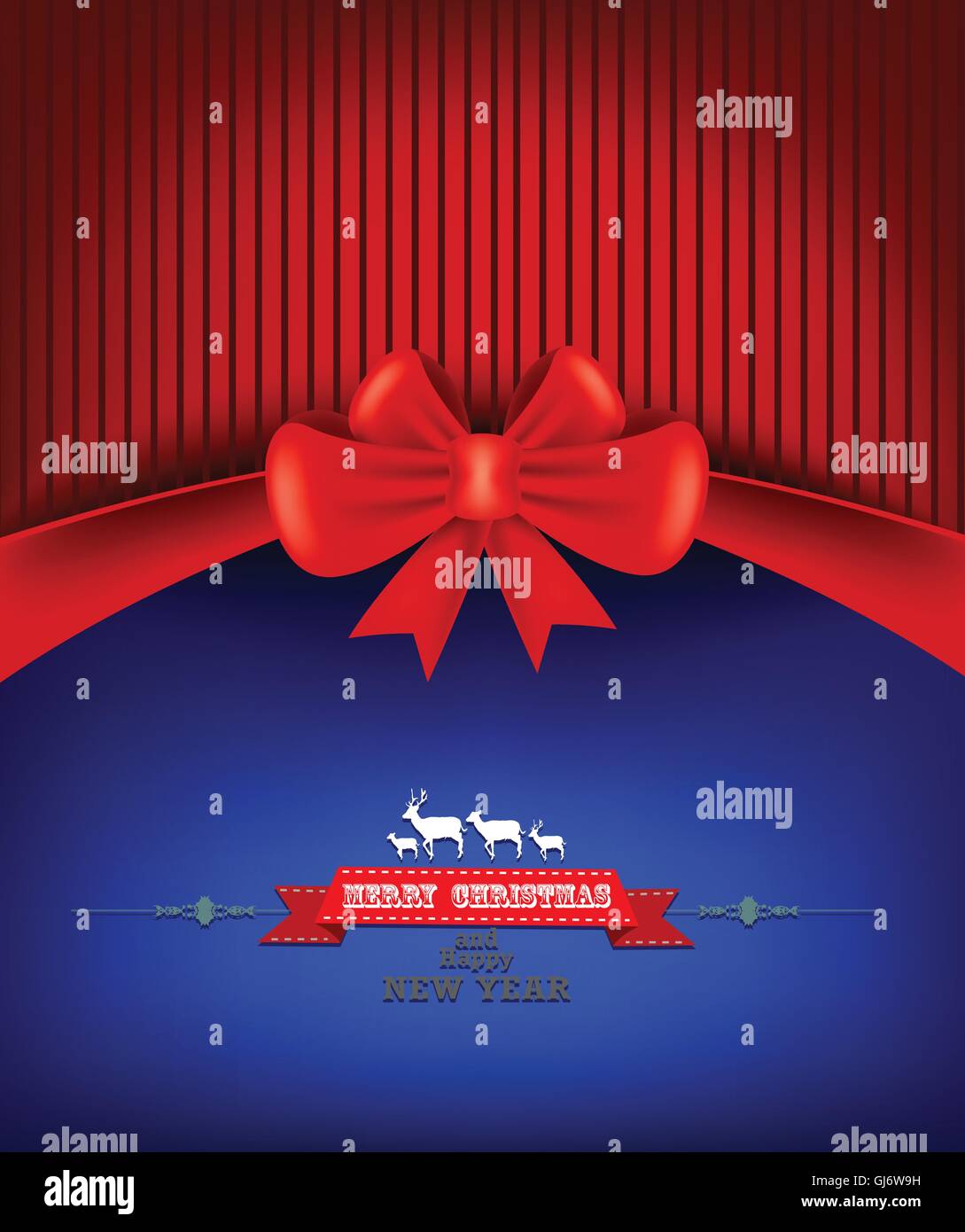 christmas card with ribbon background Stock Vector Image & Art - Alamy