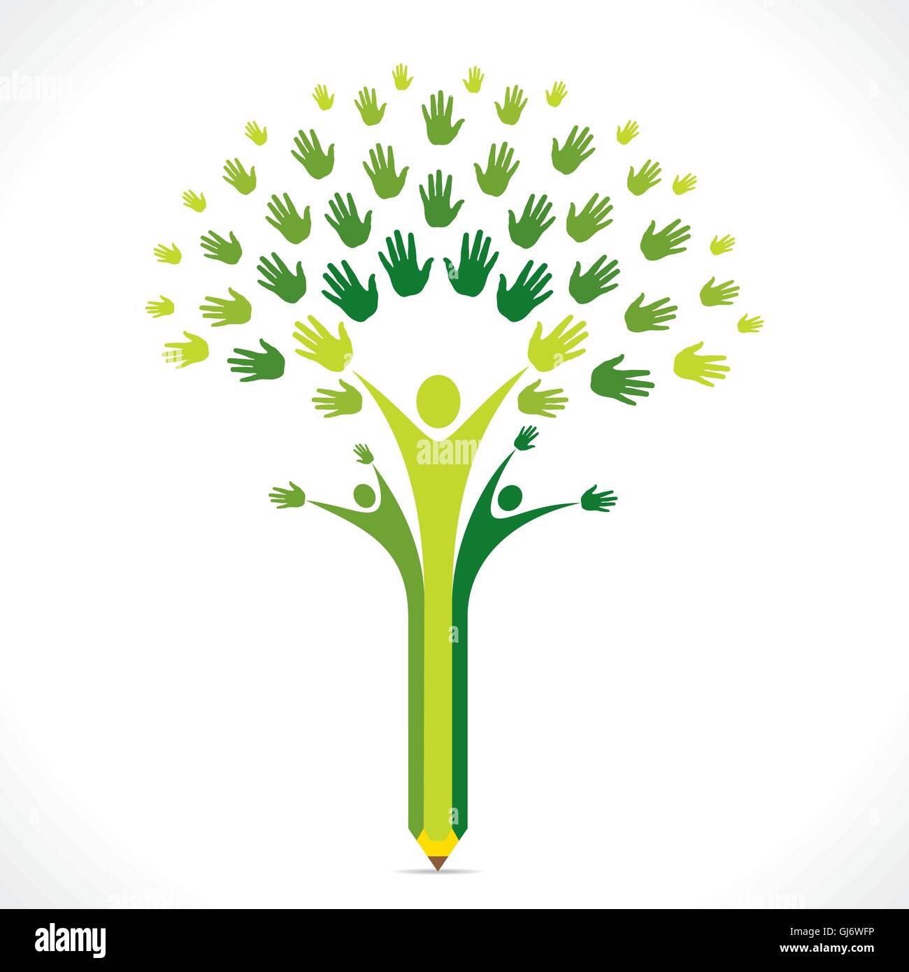 creative kids pencil hand tree design for support or helping concept vector Stock Vector