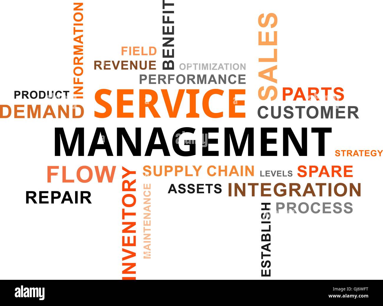 word cloud - service management Stock Vector
