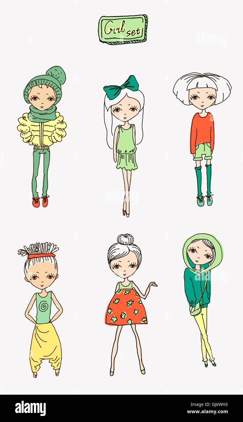 Set of teenage vector girls Stock Vector Image & Art - Alamy