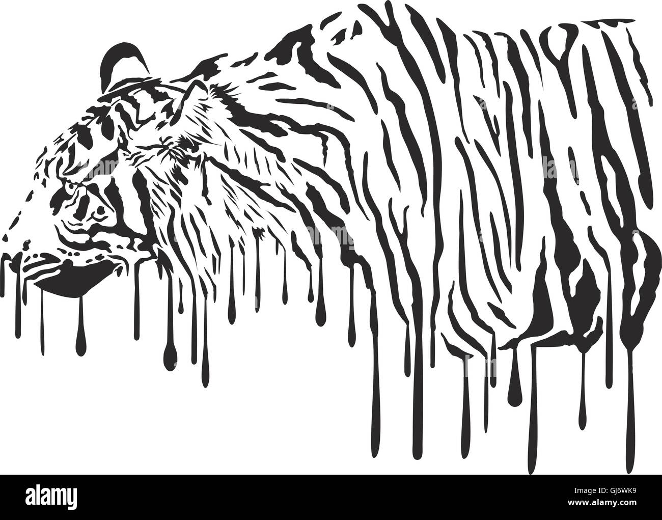 Tiger, abstract painting on a white background Stock Vector