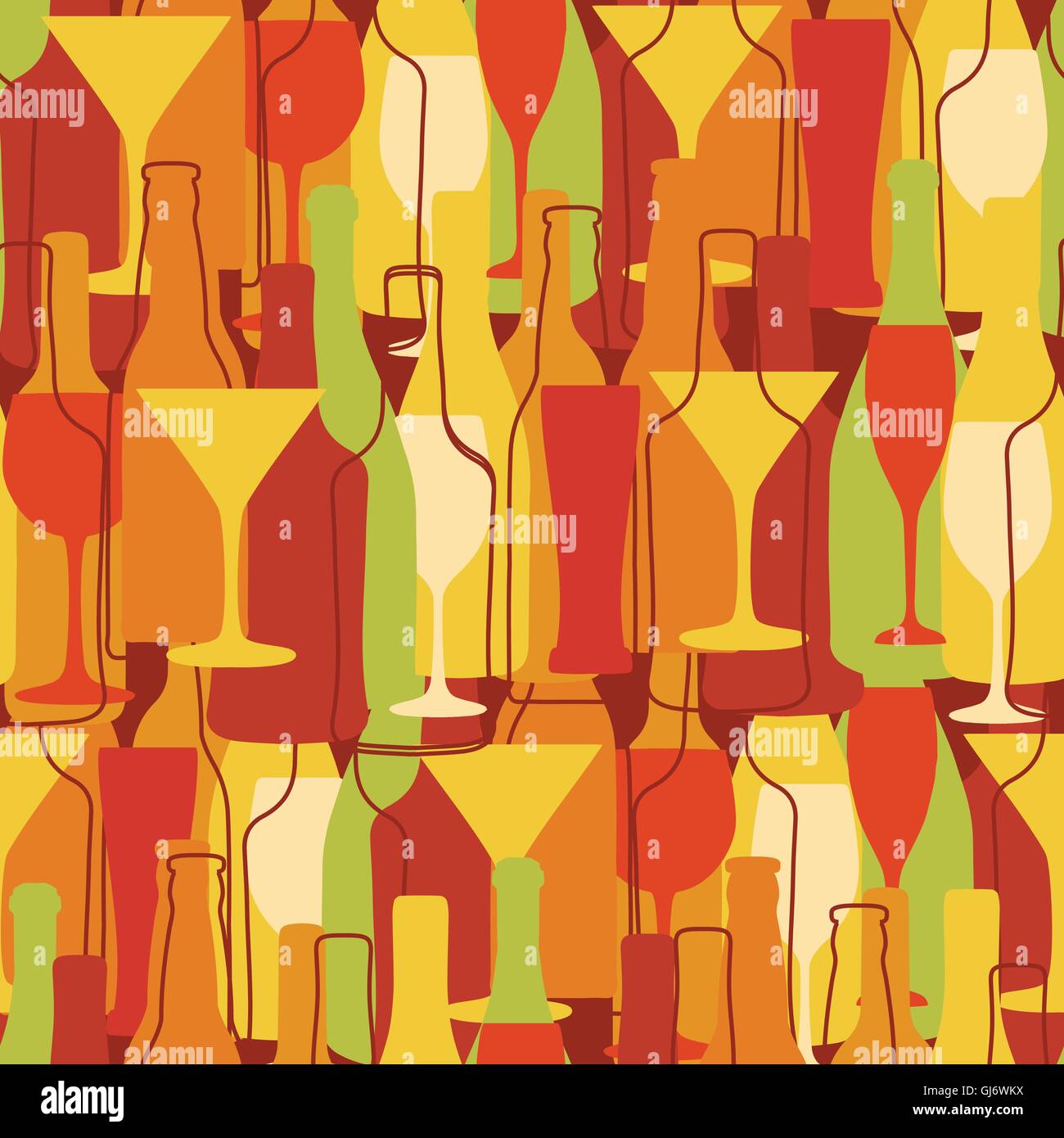 Seamless background with wine bottles and glasses Stock Vector Image ...