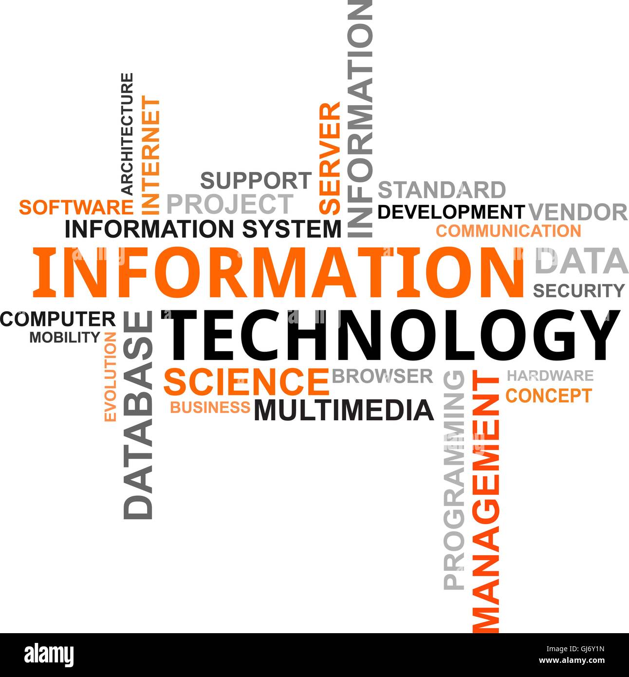 word cloud - information technology Stock Vector