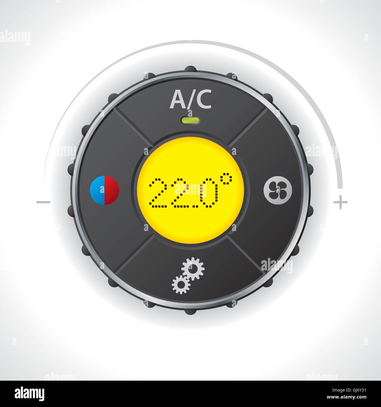 Air condition gauge with yellow led Stock Vector