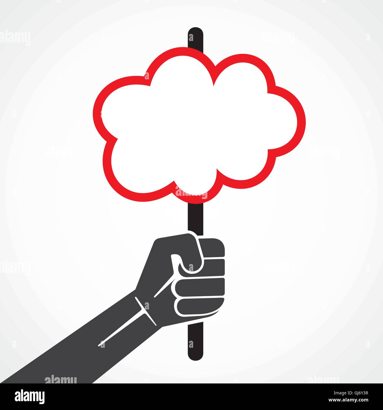 cloud shape banner or placard in hand stock vector Stock Vector