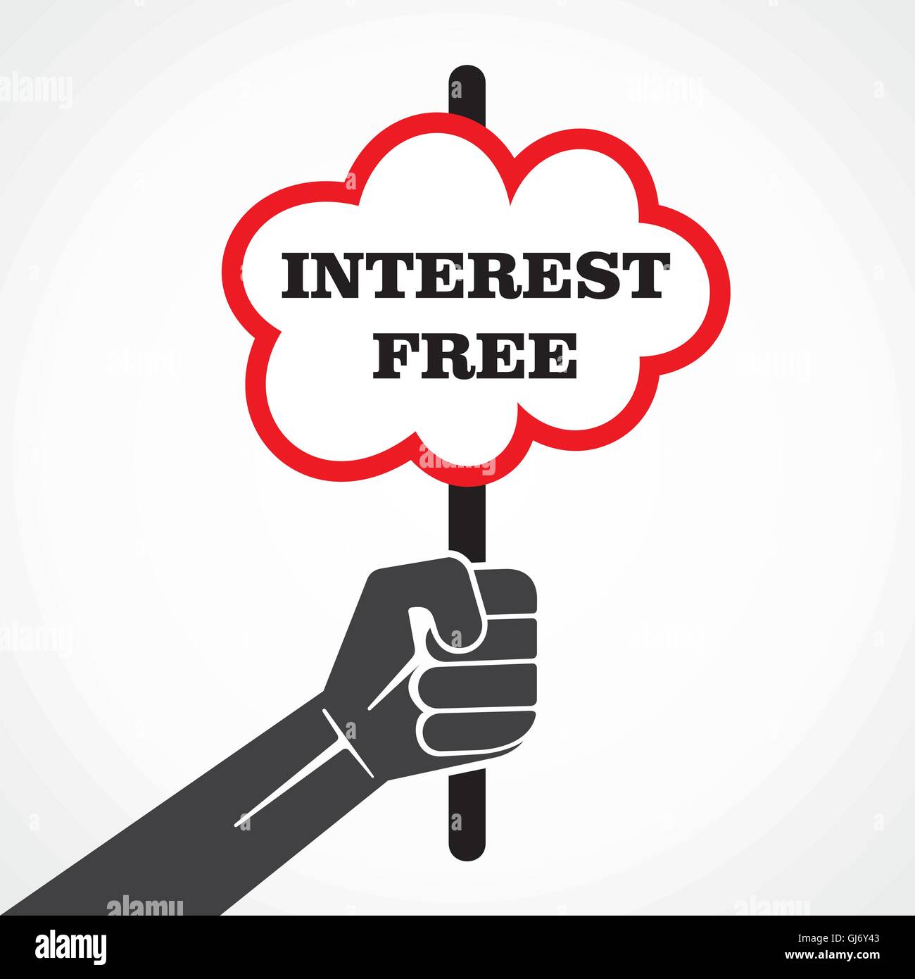 interest free word banner hold in hand stock vector Stock Vector Image