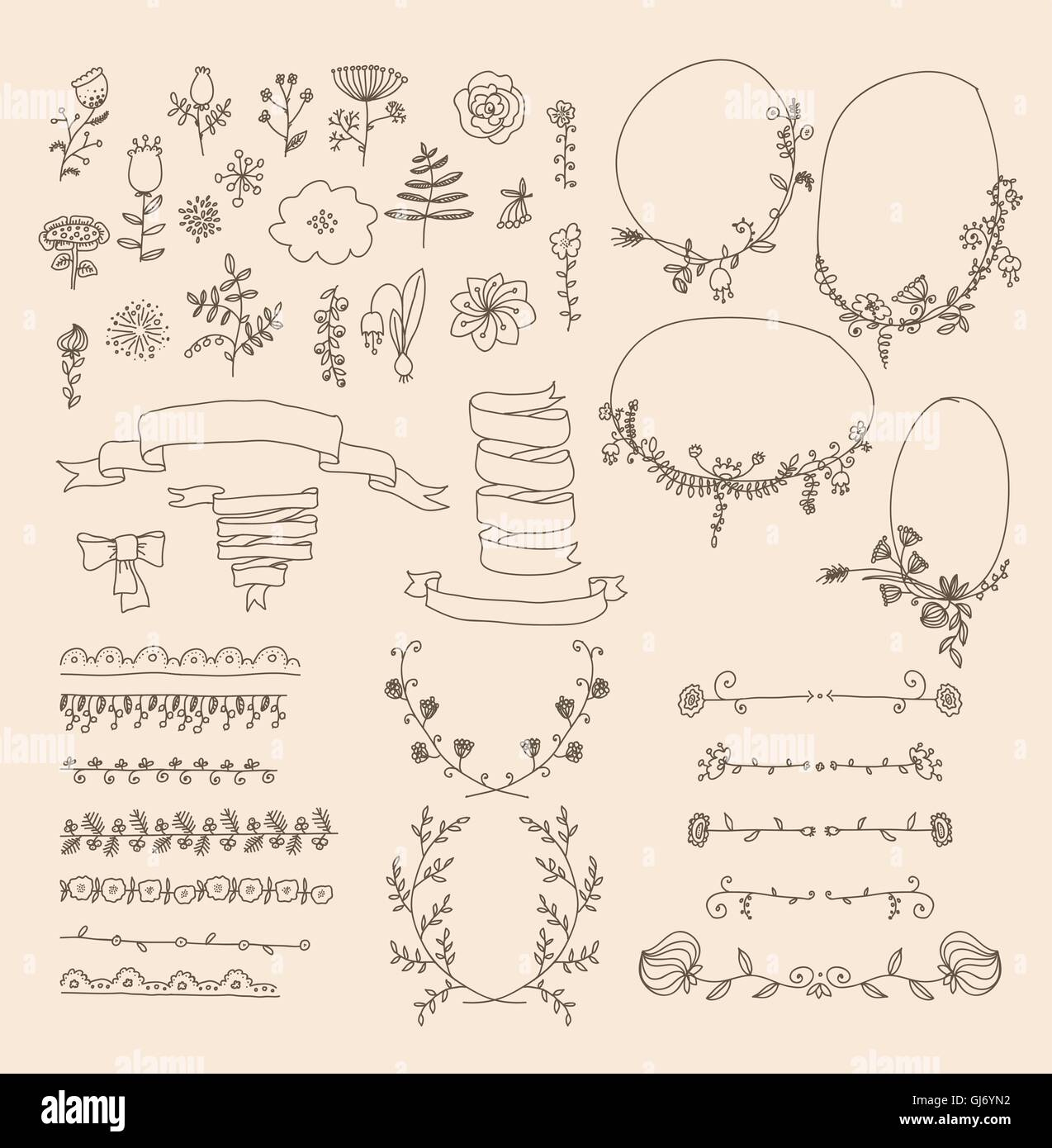 Big set of floral graphic design elements Stock Vector Image & Art - Alamy
