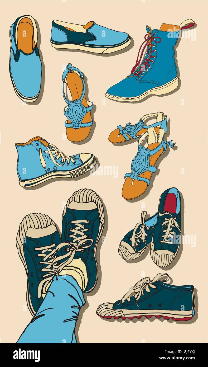 Vector Set of Cartoon Shoes Stock Vector Image & Art Alamy