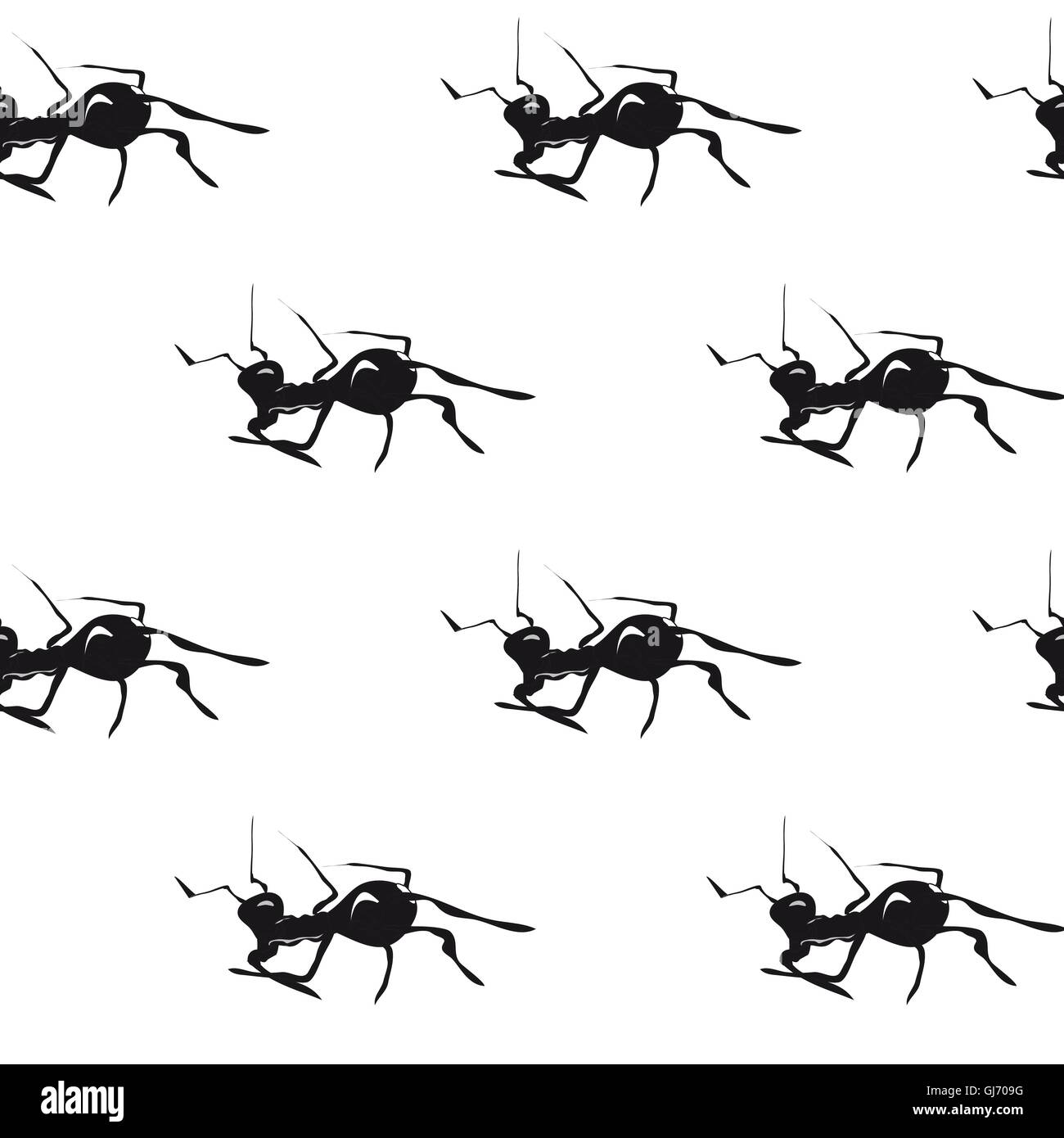 Ants. Hand drawn vector seamless pattern. Stock Vector
