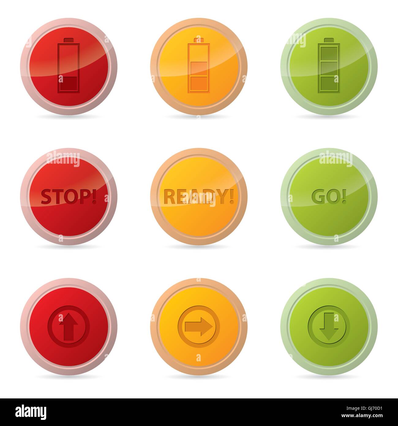 Web button set with various icons Stock Vector