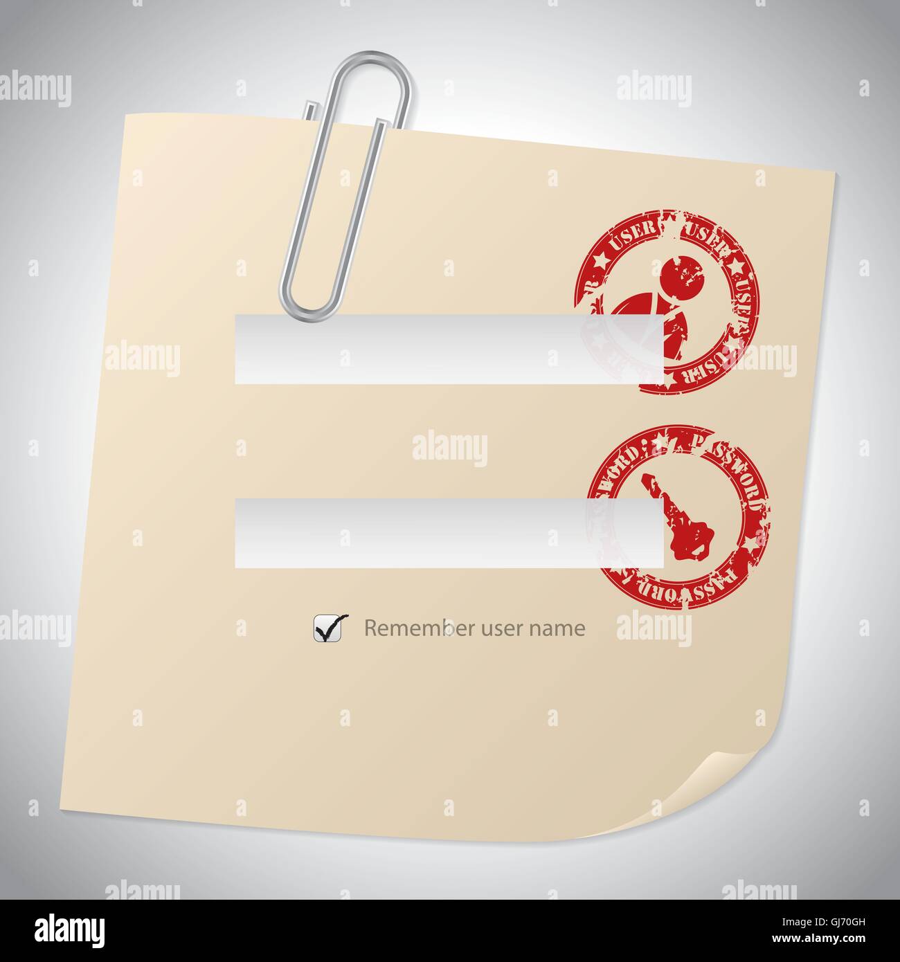 Note paper login screen Stock Vector Image & Art - Alamy