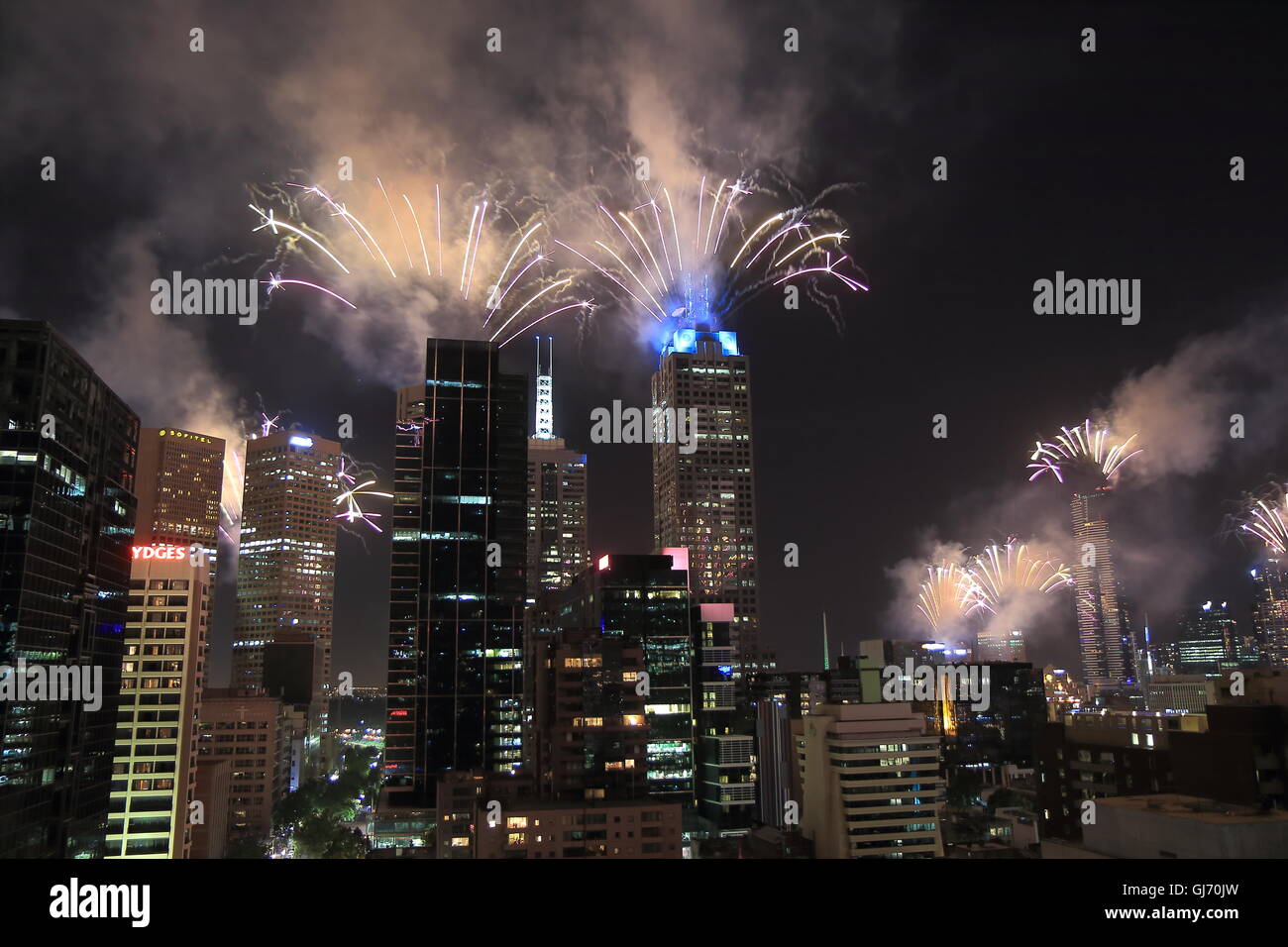 New Year fireworks in Melbourne Australia Stock Photo Alamy
