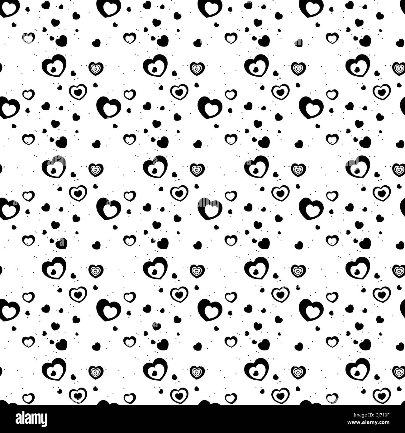 Seamless stylish pattern with black hearts. Vector illustration Stock Vector