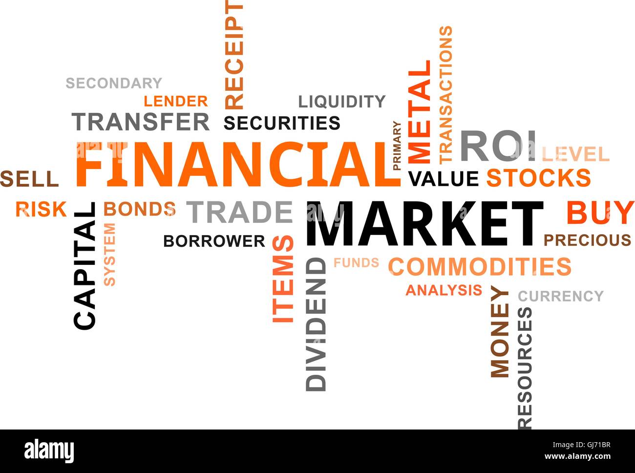 word cloud - financial market Stock Vector