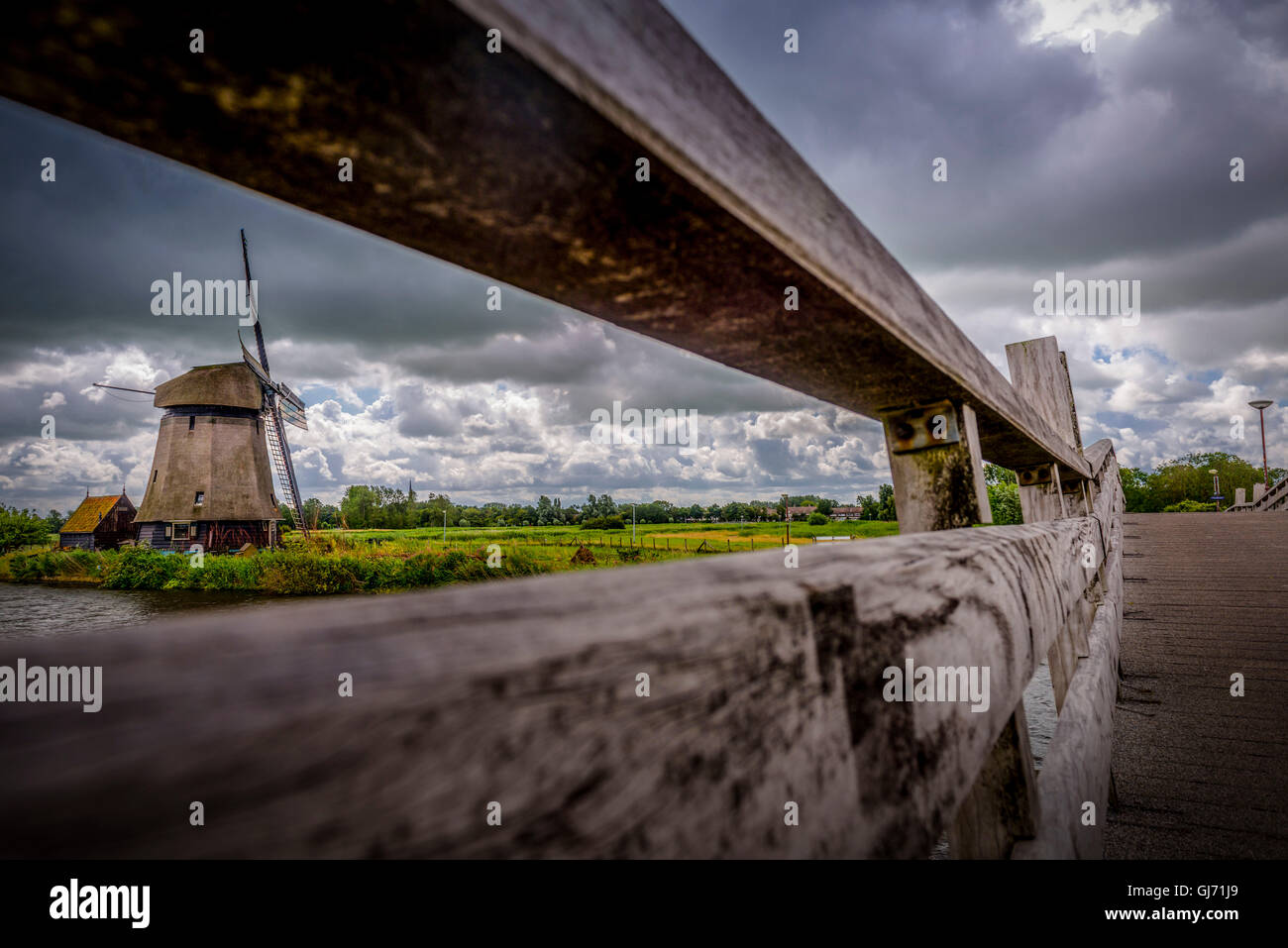 The Netherlands, channel, canal, mill, windmill Stock Photo