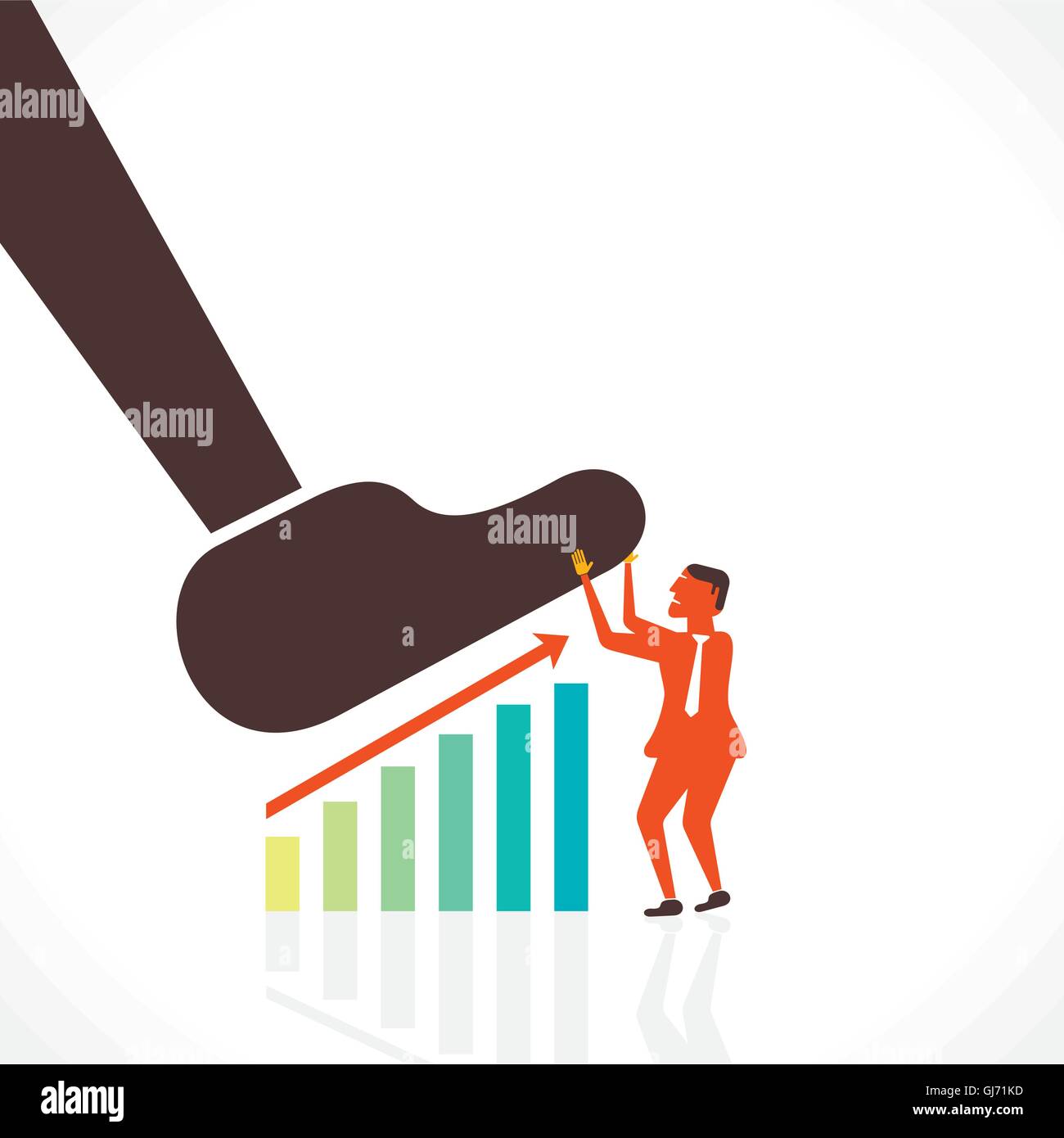 businessmen save the growth graph by big foot concept vector Stock Vector