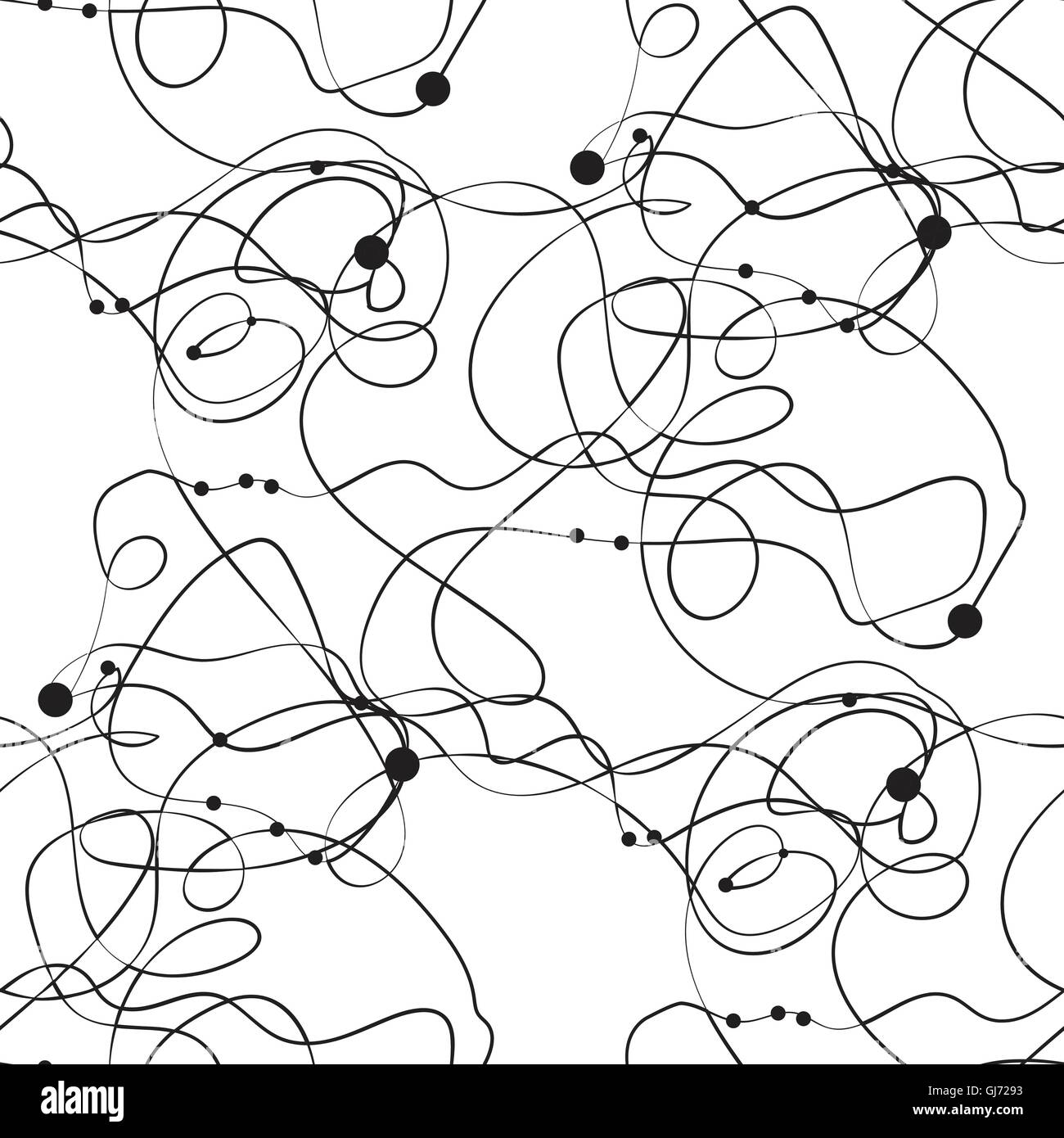Abstract vector seamless black and white pattern with squares  dots. Stock Vector