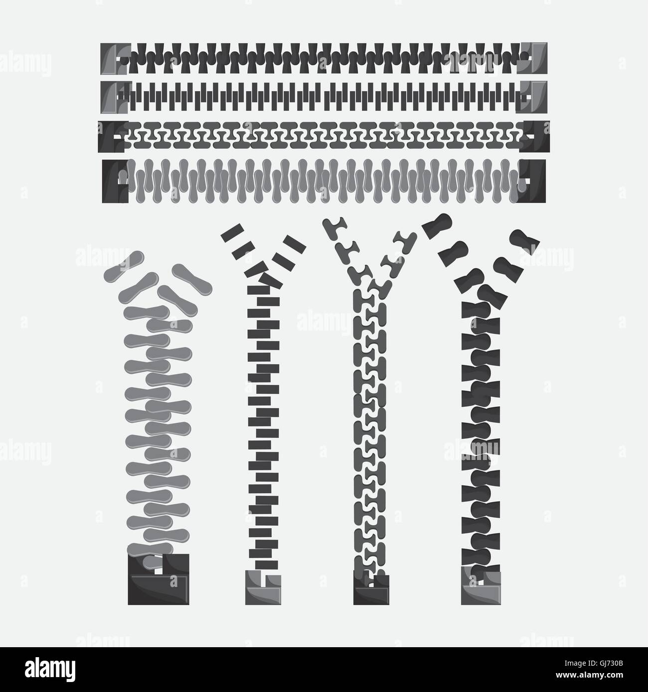 Zip zipper cloth metal teeth icon set Stock Vector Image & Art - Alamy